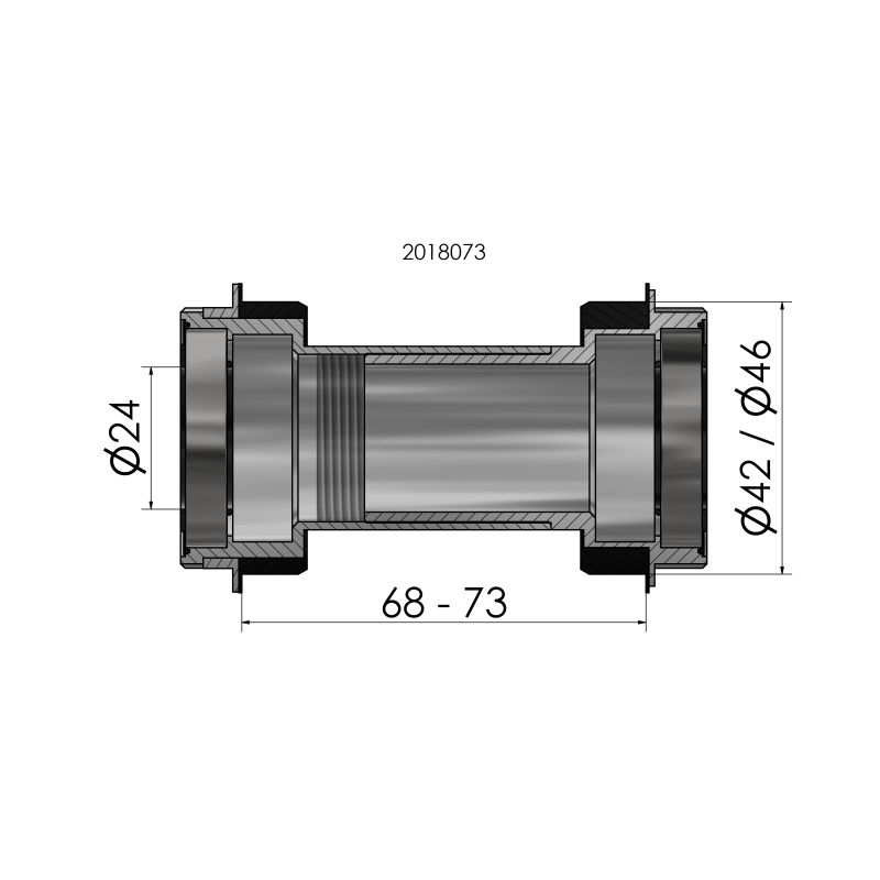 ELVEDES, PF30/BB30 68-73mm - 24mm (Shimano), Boitier de Pédalier Fileté