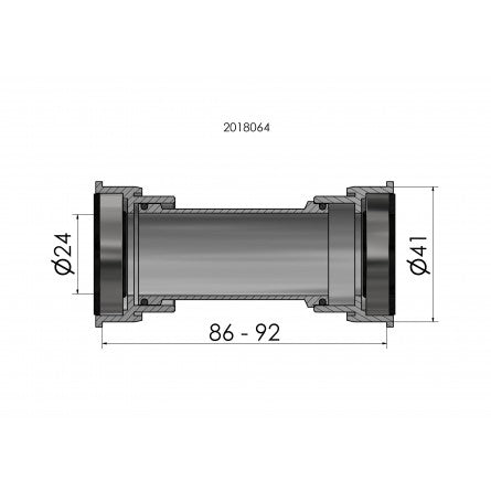 ELVEDES, PRESS FIT BB86/92, Jeu de pédalier 24mm
